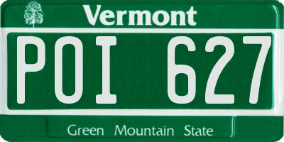 VT license plate POI627