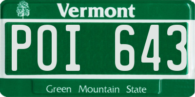 VT license plate POI643