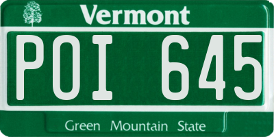 VT license plate POI645