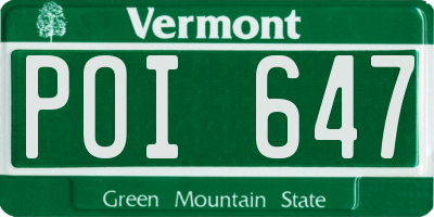 VT license plate POI647