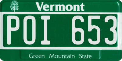 VT license plate POI653