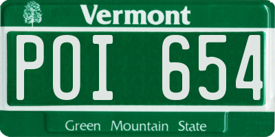 VT license plate POI654