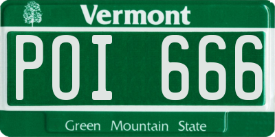 VT license plate POI666