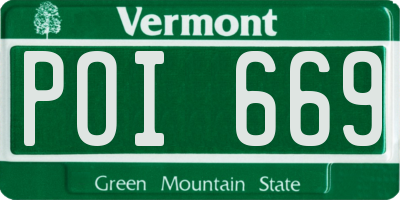 VT license plate POI669