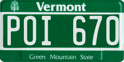 VT license plate POI670