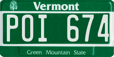 VT license plate POI674