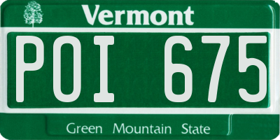 VT license plate POI675