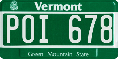 VT license plate POI678