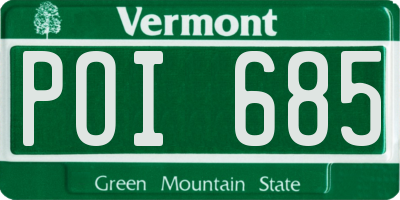 VT license plate POI685