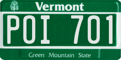 VT license plate POI701