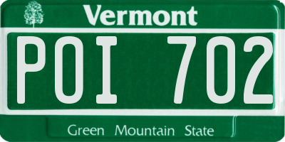 VT license plate POI702