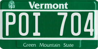 VT license plate POI704