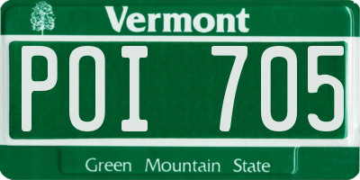 VT license plate POI705
