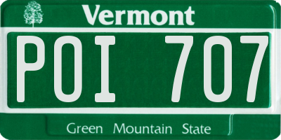 VT license plate POI707