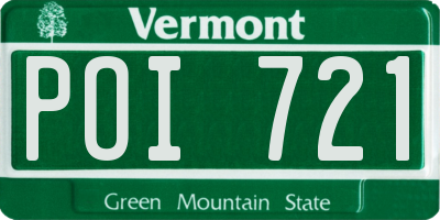 VT license plate POI721