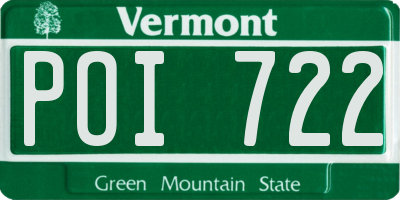 VT license plate POI722