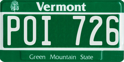 VT license plate POI726