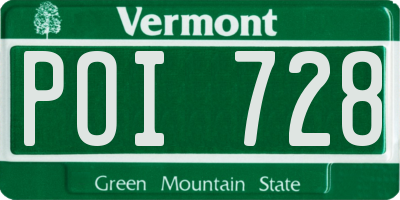 VT license plate POI728