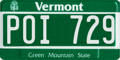 VT license plate POI729