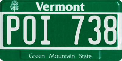 VT license plate POI738
