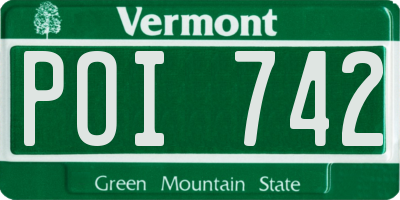 VT license plate POI742