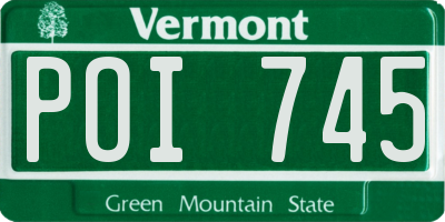 VT license plate POI745