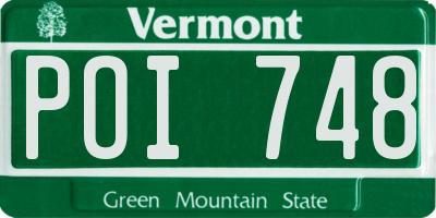 VT license plate POI748