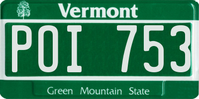 VT license plate POI753
