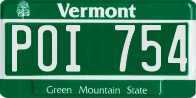 VT license plate POI754