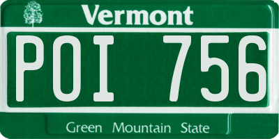 VT license plate POI756