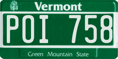 VT license plate POI758