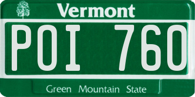 VT license plate POI760