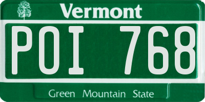 VT license plate POI768