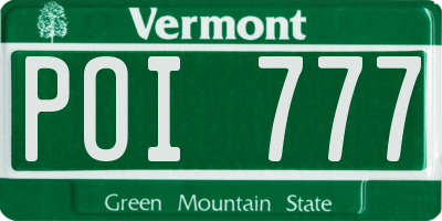 VT license plate POI777