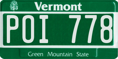 VT license plate POI778