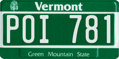 VT license plate POI781