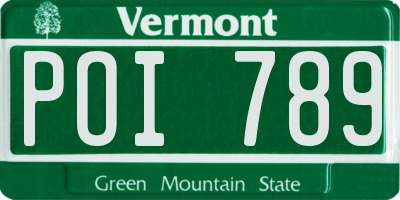 VT license plate POI789
