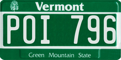 VT license plate POI796
