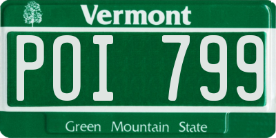 VT license plate POI799