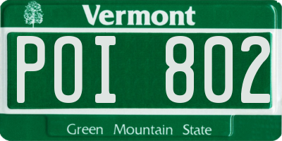 VT license plate POI802