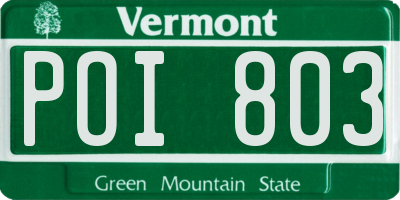 VT license plate POI803
