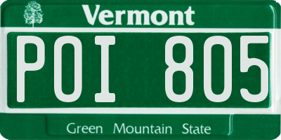 VT license plate POI805