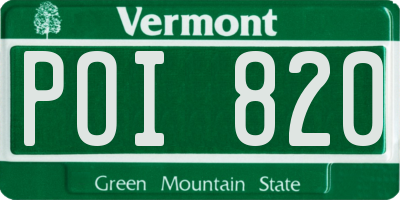 VT license plate POI820