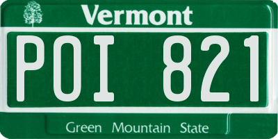 VT license plate POI821