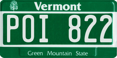 VT license plate POI822