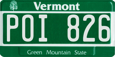 VT license plate POI826