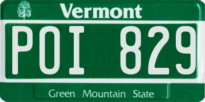 VT license plate POI829
