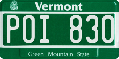 VT license plate POI830
