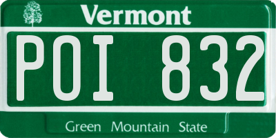 VT license plate POI832