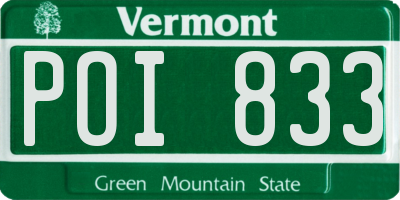 VT license plate POI833